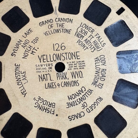 Vintage View-Master Reel 126 Yellowstone National Park Lakes & Canyons - Picture 2 of 3